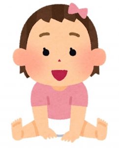 赤ちゃんが座っているイラスト画像