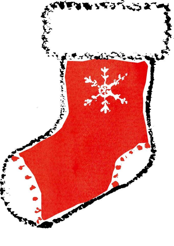 クリスマス用の赤い靴下のイラストの画像
